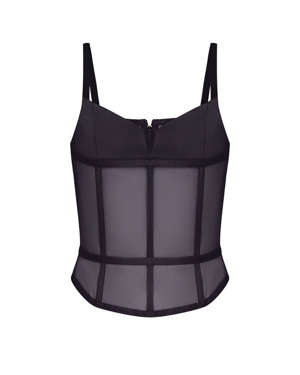 Copy of Strappy satin corset top Black