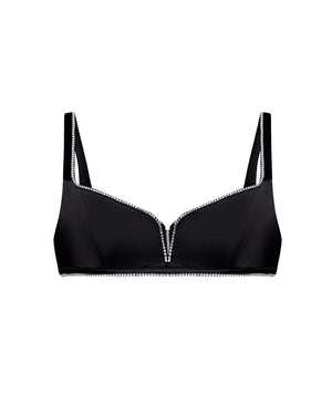 Crystal-rimmed bralette Black