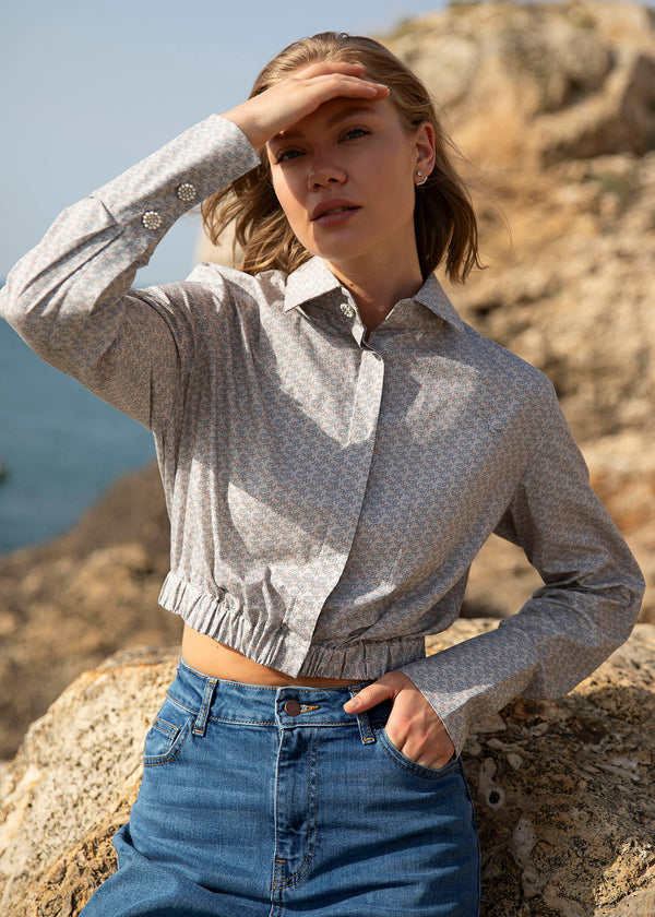 Cropped Cotton Shirt Clove